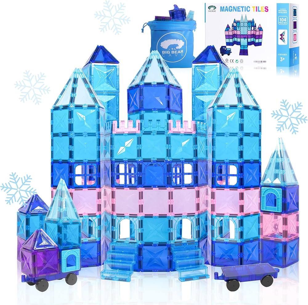 Big Bear Cave 104pcs Frozen Castle Magnet Tiles Building Blocks – 3D STEM Educational Magnetic ... | Amazon (US)