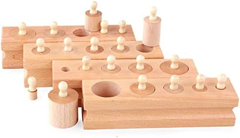 Adena Montessori Wooden Small Cylinders Block,Knobbed Cylinder Socket,Montessori Materials Wooden... | Amazon (US)