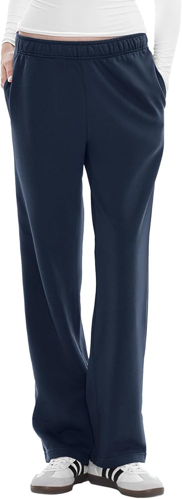 PUMIEY Women's Wide Leg Sweatpants Straight Baggy Sweat Pants High Waisted Lounge Pants Airy Coll... | Amazon (US)