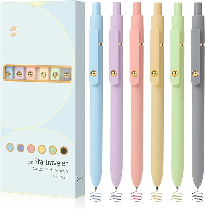 FIOVER Colored Pens, 6 Pack Colorful Gel Pens, Quick-Dry 0.7mm Medium Point for Journaling, Note ... | Amazon (US)