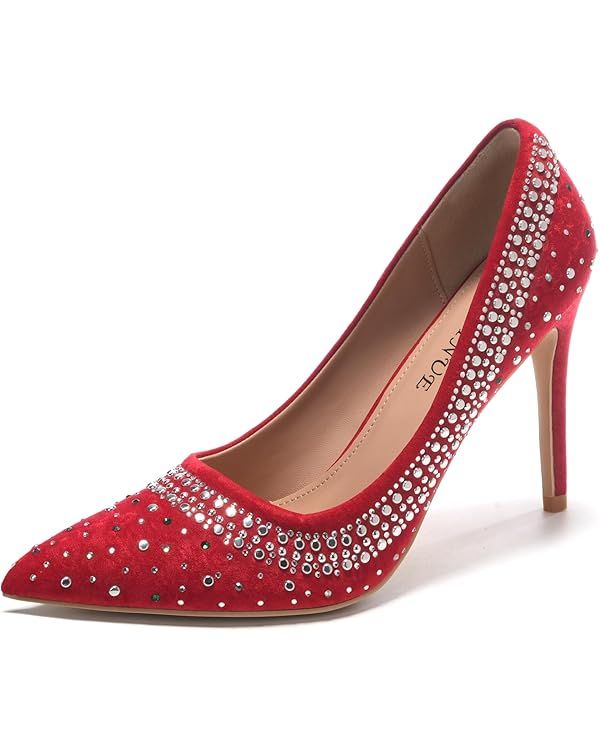 EBYNUE Women's Pumps Rhinestones High Heels Dress Shoes | Amazon (US)