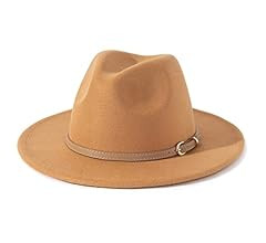 Lisianthus Women Classic Felt Fedora Wide Brim Hat with Belt Buckle | Amazon (US)