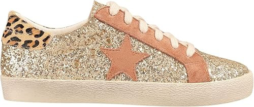 Mi.iM Skylar Rubber Sole Lace-up Glitter Suede Leather Star Sneakers | Amazon (US)