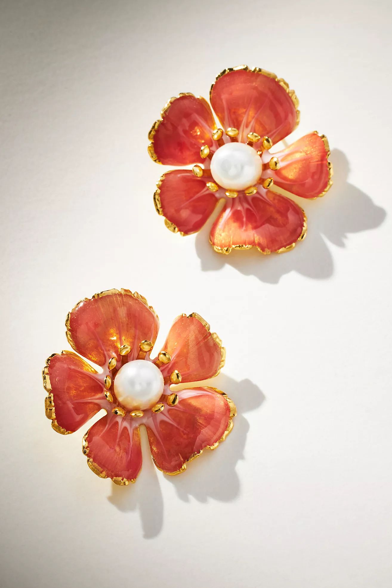 The Pink Reef Hand-Painted Pearl & Flower Earrings | Anthropologie (US)