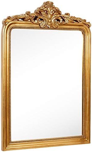 Hamilton Hills Top Gold Baroque Wall Mirror | Rich Old World Feel Framed Beveled Elegant Glass Mi... | Amazon (US)