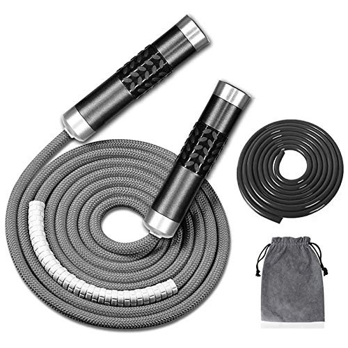 Redify Weighted Jump Rope for Workout Fitness(1LB), Tangle-Free Ball Bearing Rapid Speed Skipping MMA Boxing Weight-loss,Aluminum Handle Adjustable Length 9MM Fabric Cotton+9MM Solid PVC | Amazon (US)