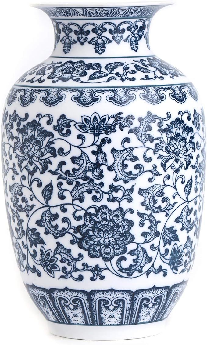 Tuumee Vintage Blue and White Porcelain Unglazed Vase, Ideal Gift for Weddings, Party, Home Decor... | Amazon (US)