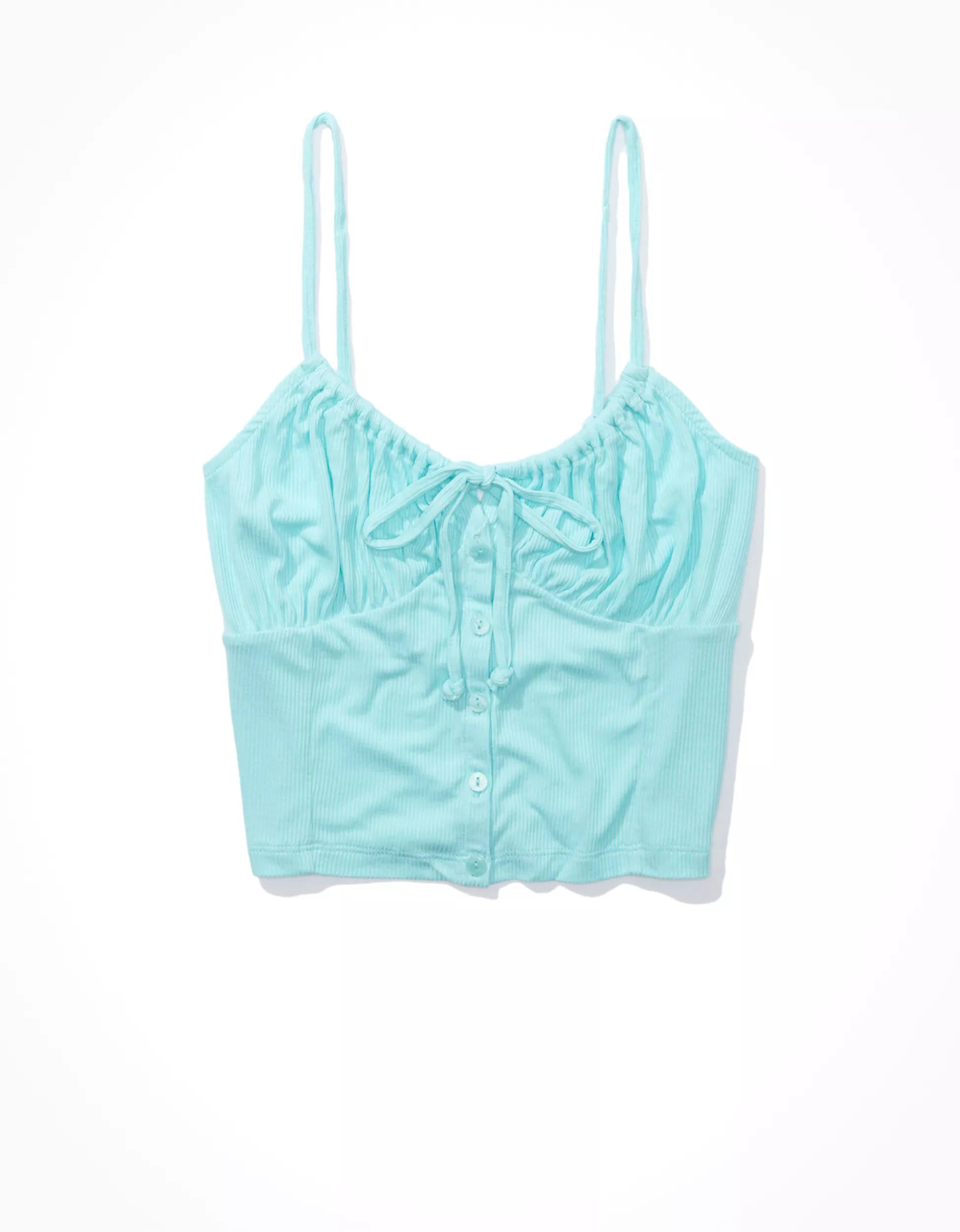 AE Cropped Tie-Front Corset Cami | American Eagle Outfitters (US & CA)