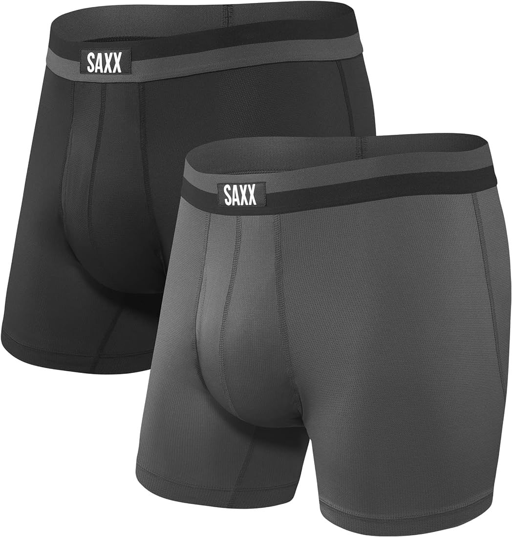 SAXX Men's Underwear - SPORT MESH Boxer Briefs with Built-In Pouch Support – Underwear for Men, Pack | Amazon (US)