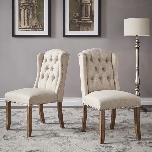 Deja Wing Back Upholstered Dining Chair (Set of 2) | Wayfair North America