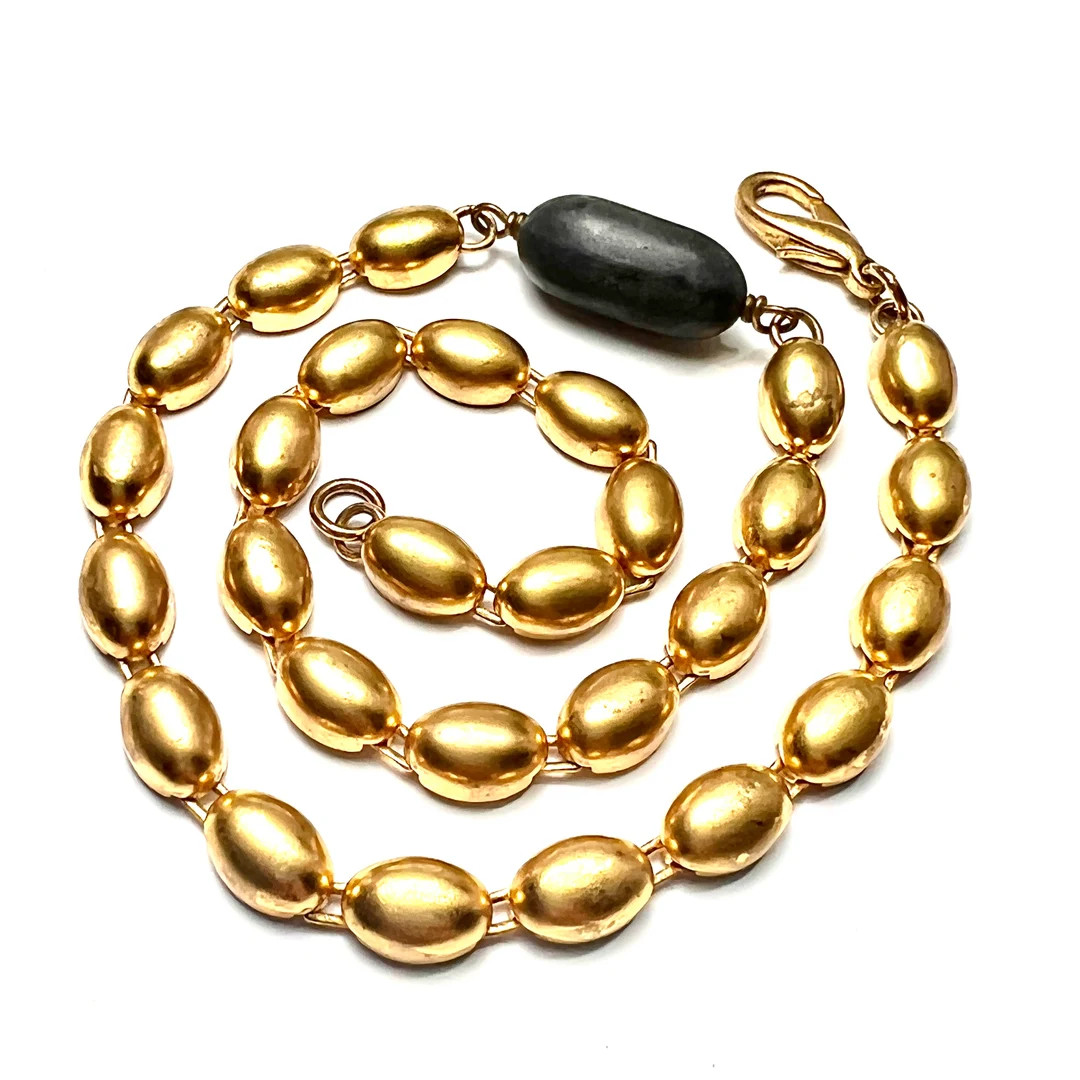 Vintage Retro Golden Coffee Bean Necklace | Etsy (US)