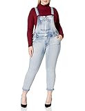 COVER GIRL Women's Denim Overalls Bib Strap Button Skinny Fit, Acid wash, 11 | Amazon (US)