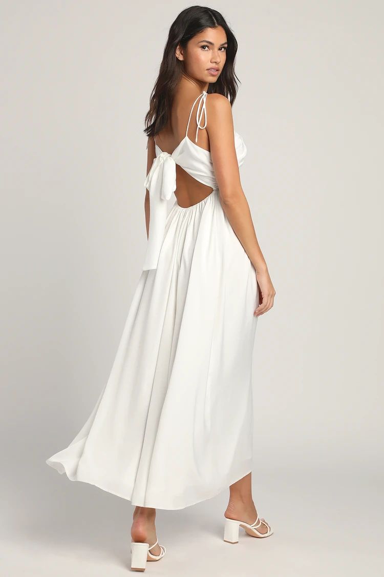 Confidence Check White Satin Tie-Back Maxi Dress | Lulus (US)