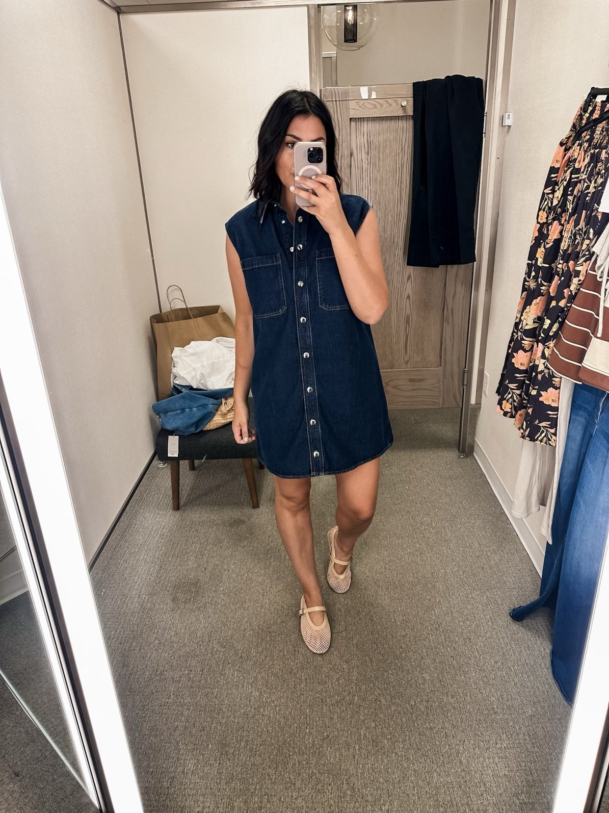 This is one that I wanted initially but couldn’t find it the first time I went in! I looked through what was left the other day and found my size! I was so excited. I’m in the Medium here, fit is true to size, runs slightly looser. Not too short, as well! Will be adorable with boots this fall.
 

 