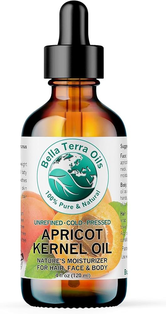 Bella Terra Oils Apricot Kernel Oil – 4 oz, Lightweight, Nourishing, Silky Finish, Hair & Skin ... | Amazon (US)