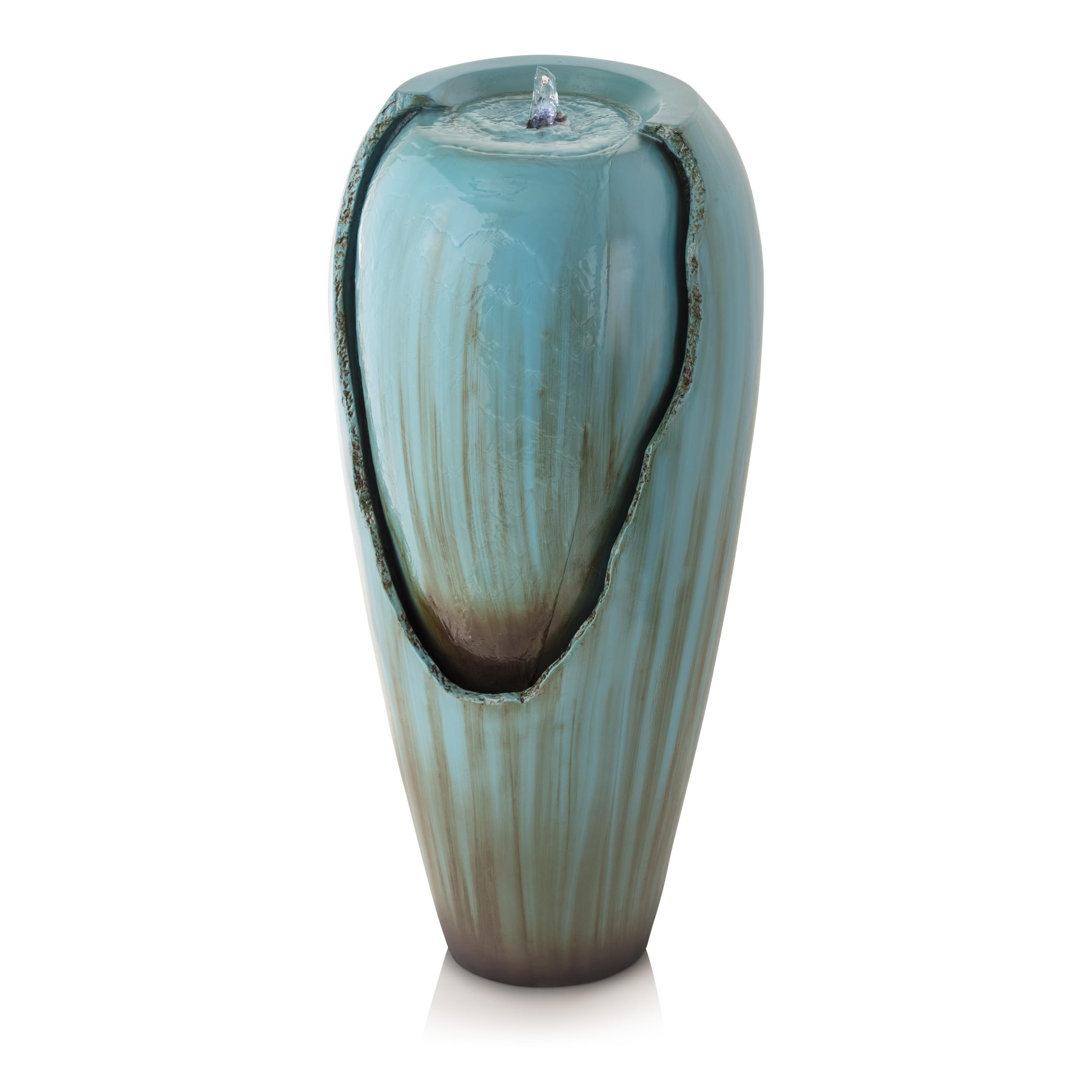 Alpine Corporation 33" Tall Outdoor Antique Jar Water Fountain, Vintage Cascading Design with LED Lights, Garden, Patio & Yard Decor, Turquoise | Amazon (US)