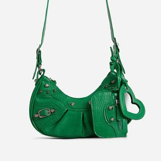 Harlin Studded Purse Detail Shoulder Bag In Green Faux Leather | EGO (UK)