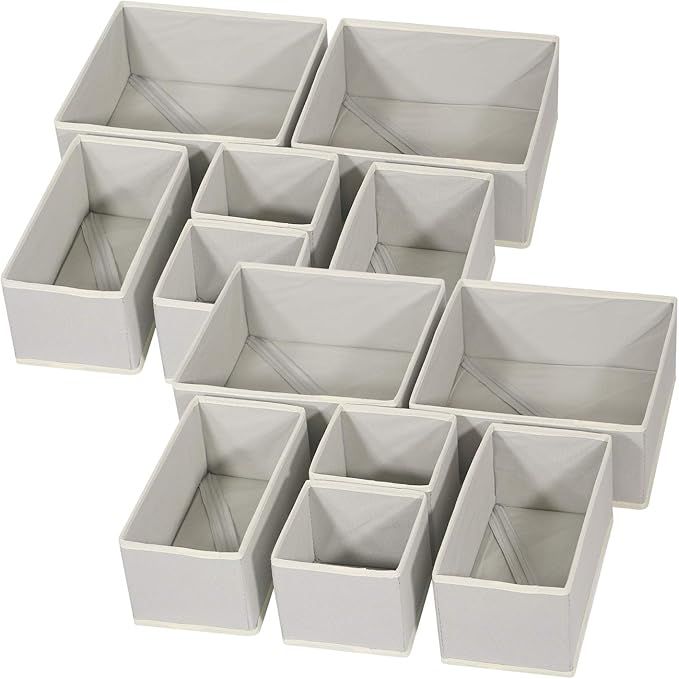 DIOMMELL 12 Pack Foldable Cloth Storage Box Closet Dresser Drawer Organizer Fabric Baskets Bins C... | Amazon (US)