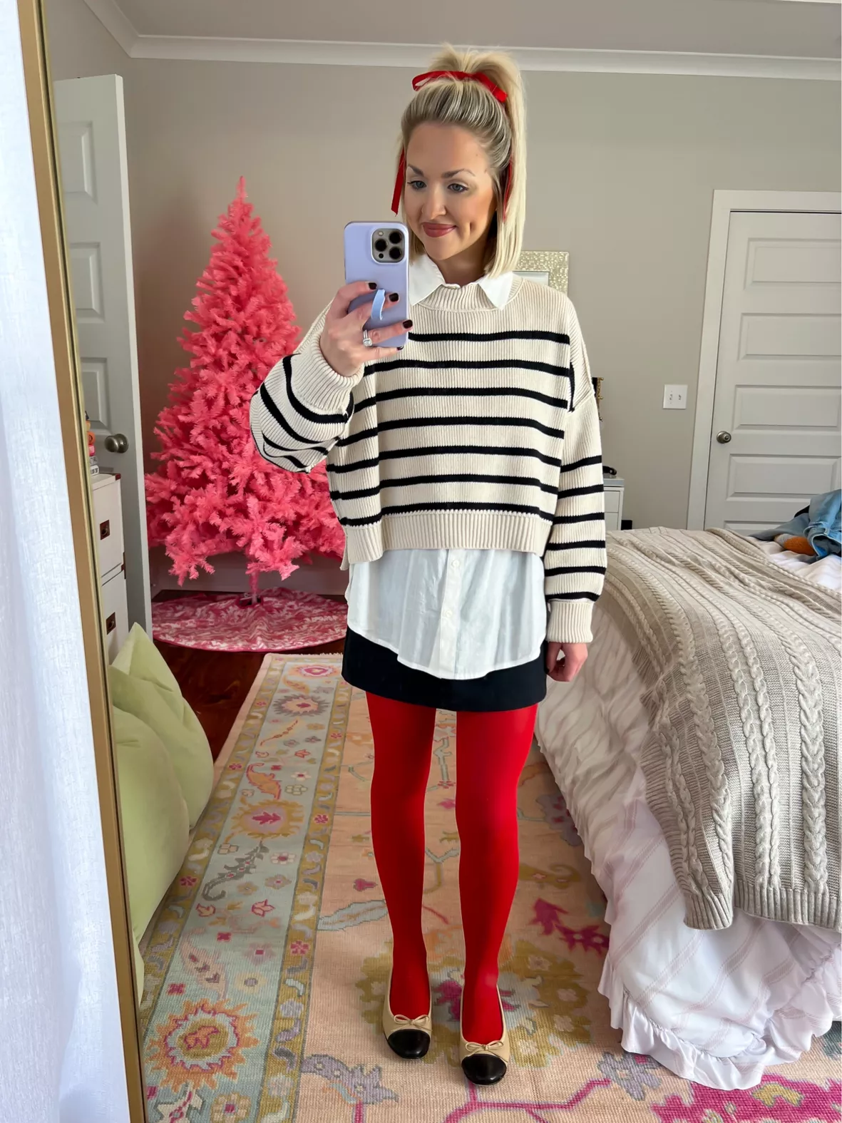 How to Wear the Red Tights and Socks Trend