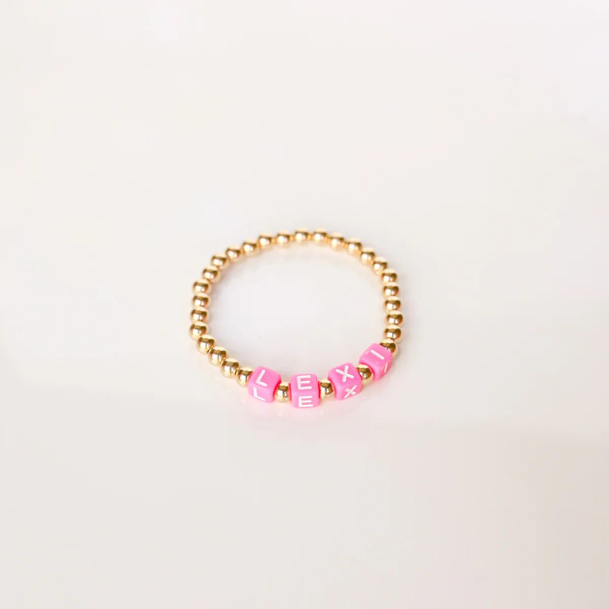 Pink Custom Letter Bracelet | Beaded Blondes