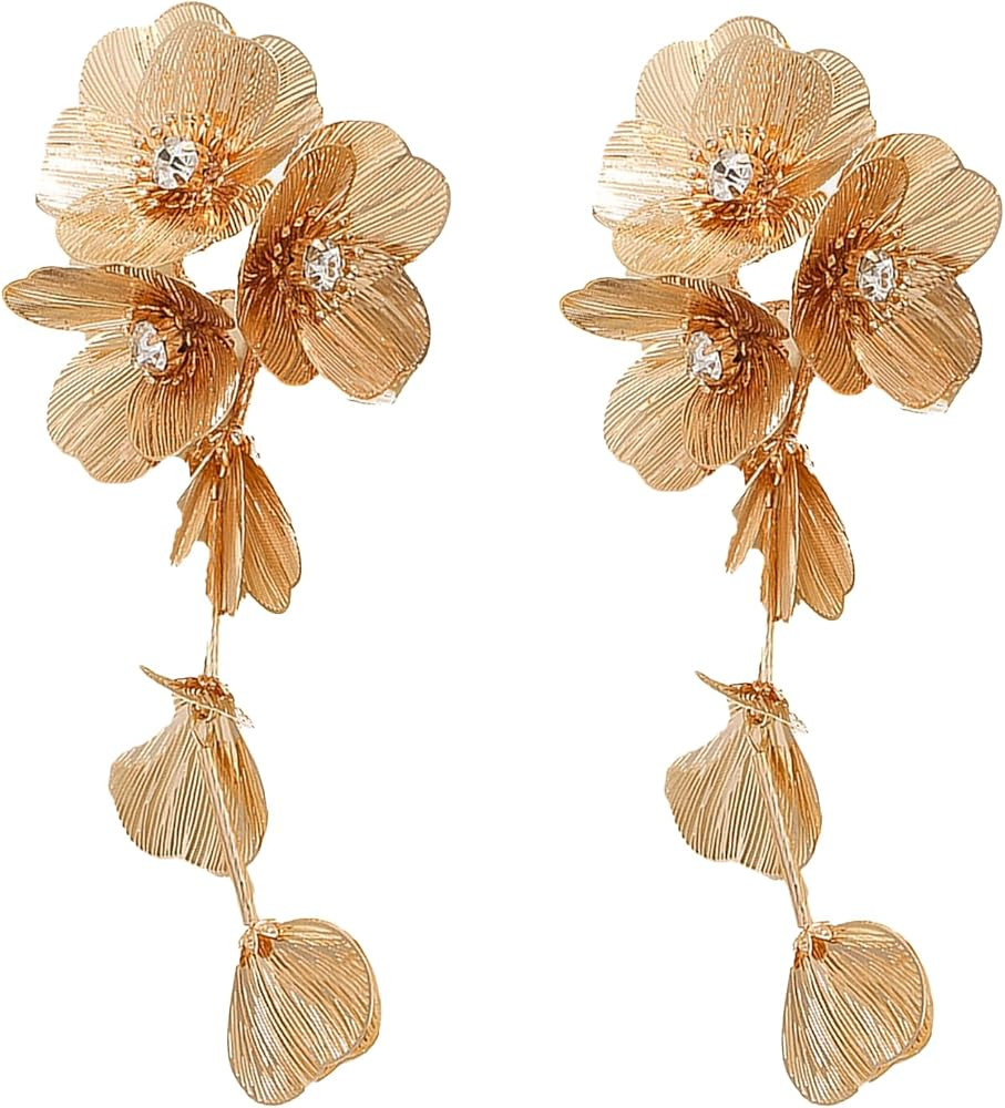 Chunky Gold Flower Earreings for Women Boho Statement Earrings Exaggerated Geometric Earrings for... | Amazon (US)