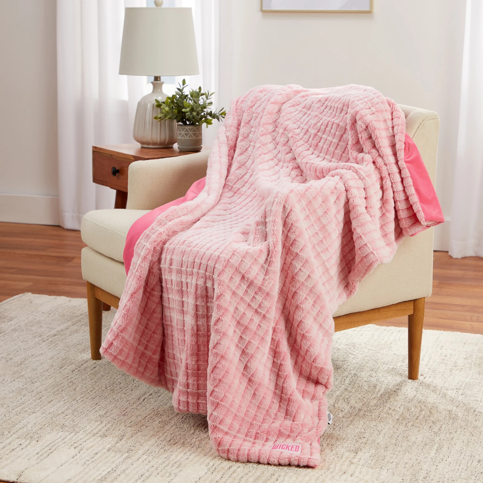 Wicked Faux Fur Throw, 46 x 60, Pink | Walmart (US)