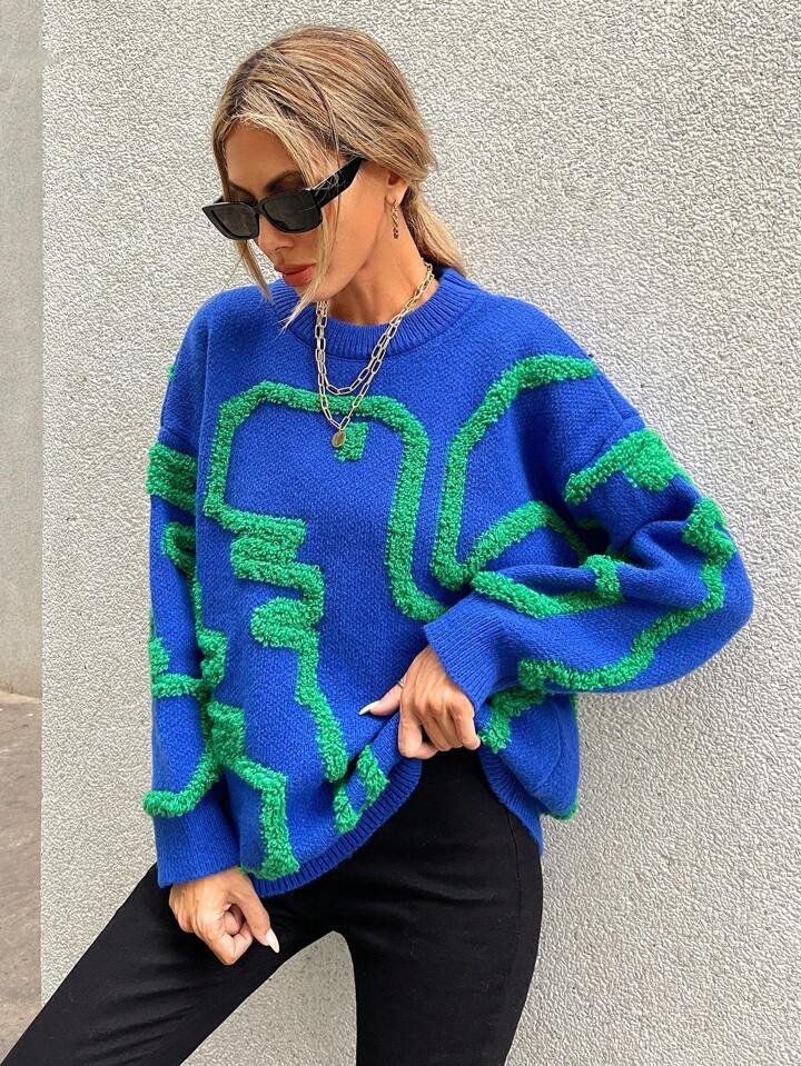 Dinosaur Pattern Drop Shoulder Sweater | SHEIN