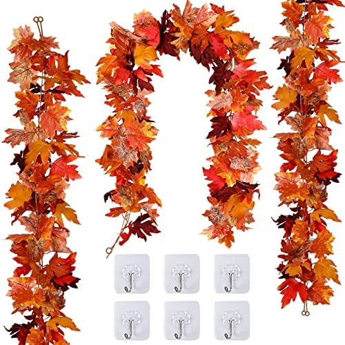 3 Pack Fall Decor for Home Fall Leaves Garland Thanksgiving Decorations Indoor Outdoor 5.8Ft/Pie... | Amazon (US)