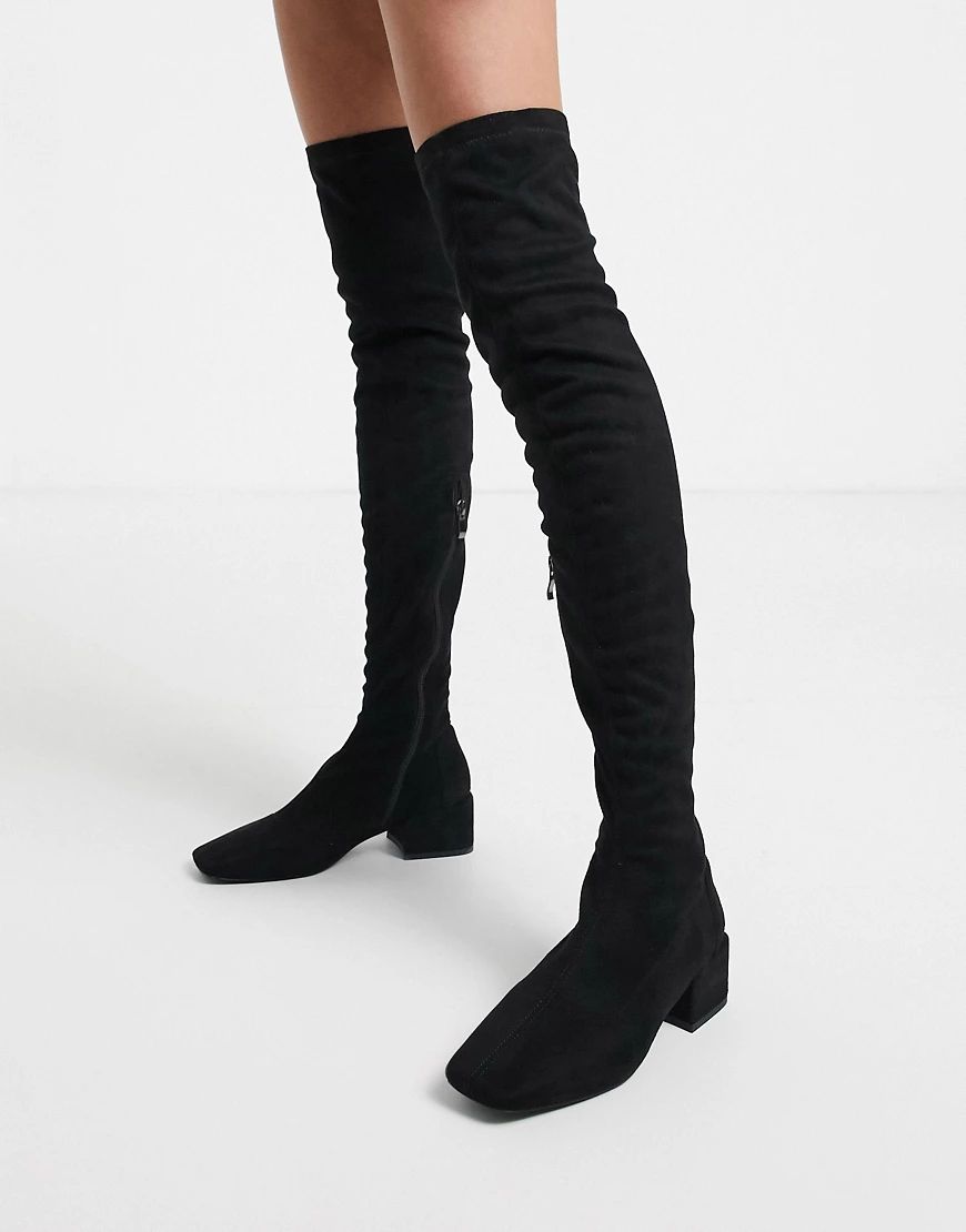 Simmi London Lacey over the knee boots in black | ASOS (Global)