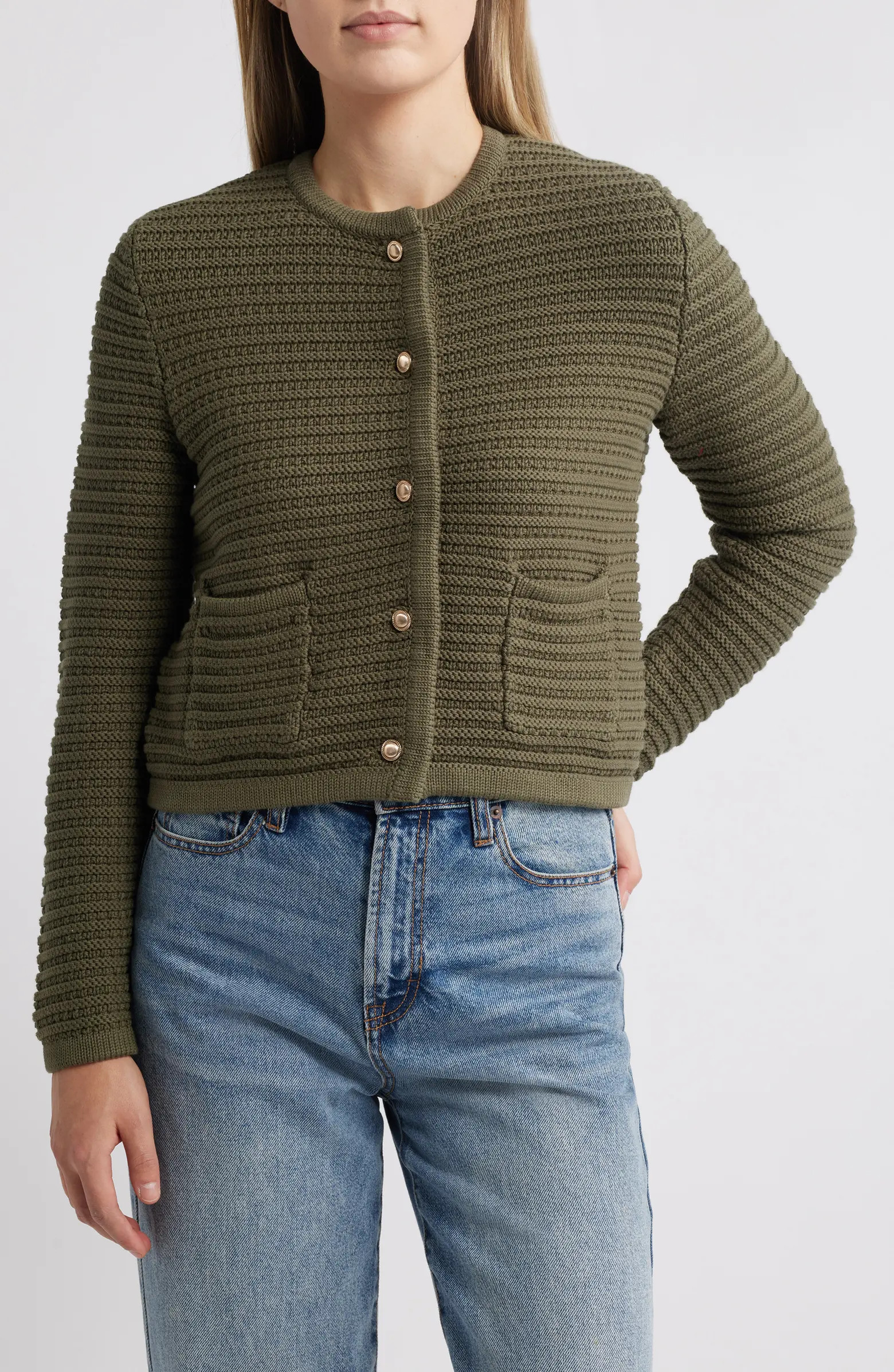 Caslon® Textured Pima Cotton Cardigan | Nordstrom | Nordstrom