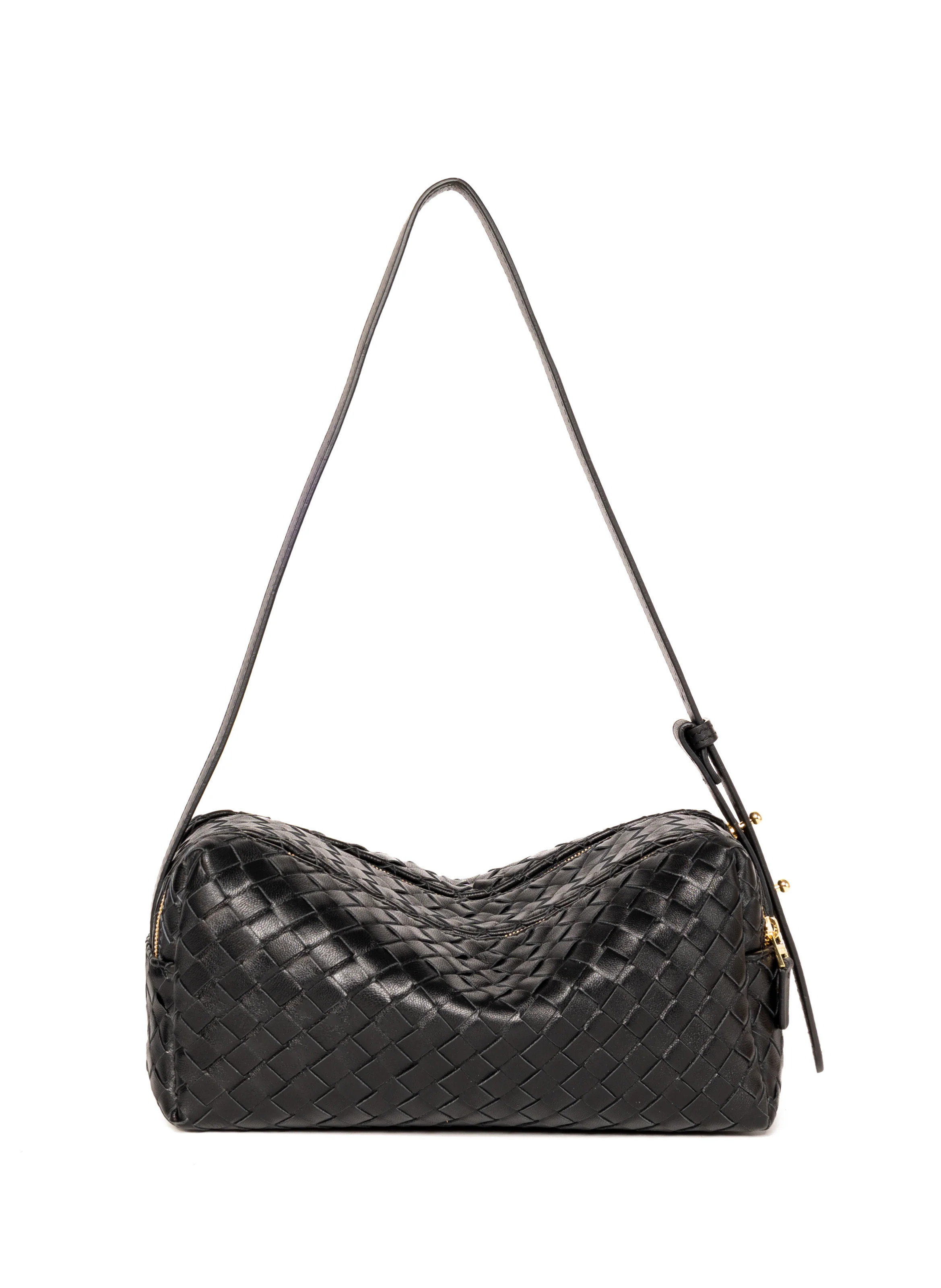 Trousse Woven Leather Black | Elleme