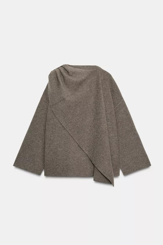 SHORT KNIT COAT WITH SCARF | Zara US