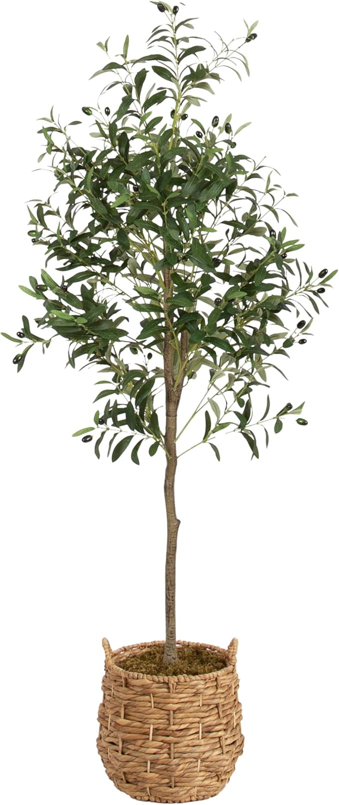 Kate and Laurel Oliveira Faux Olive Tree with Livia Woven Basket, 5 FT, Natural Water Hyacinth, P... | Amazon (US)