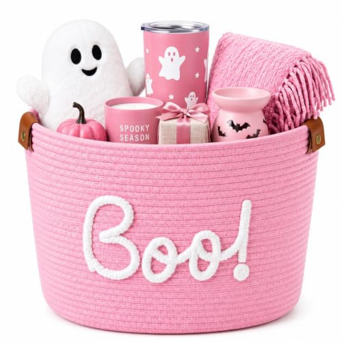 RattanView Pink Large Halloween Boo Basket with Handles, 15 Inch | Amazon (US)