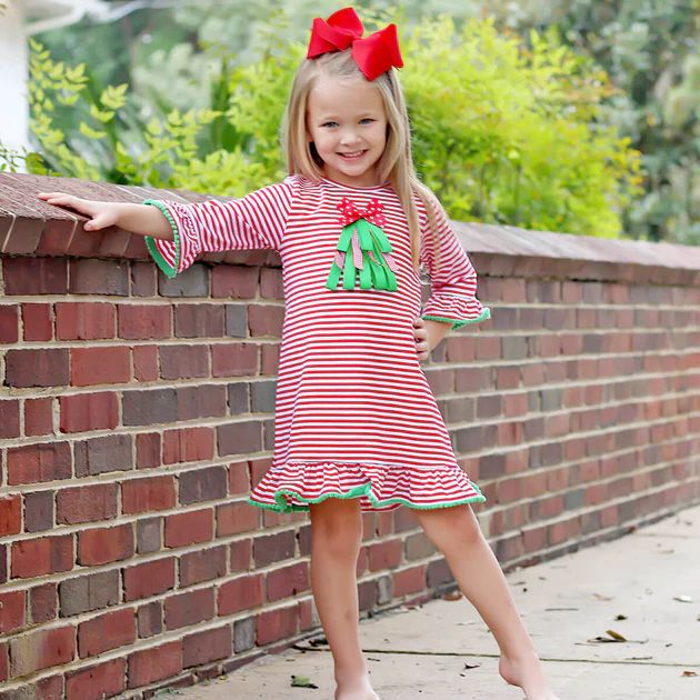 Christmas Tree Stripe Milly Dress | Classic Whimsy