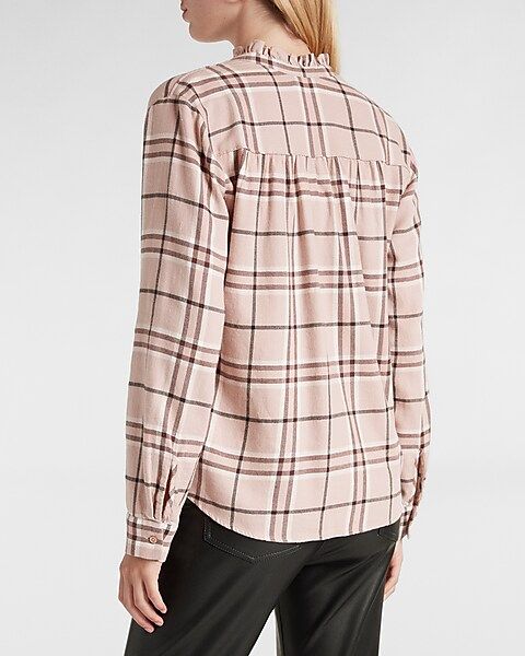 Plaid Ruffle Collar Flannel Shirt | Express