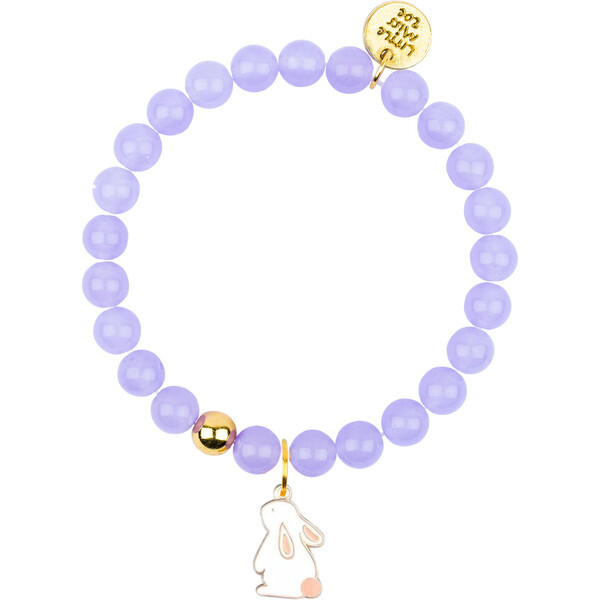 Bunny Gemstone Bracelet, Lavender/Bunny Enamel Charm | Maisonette