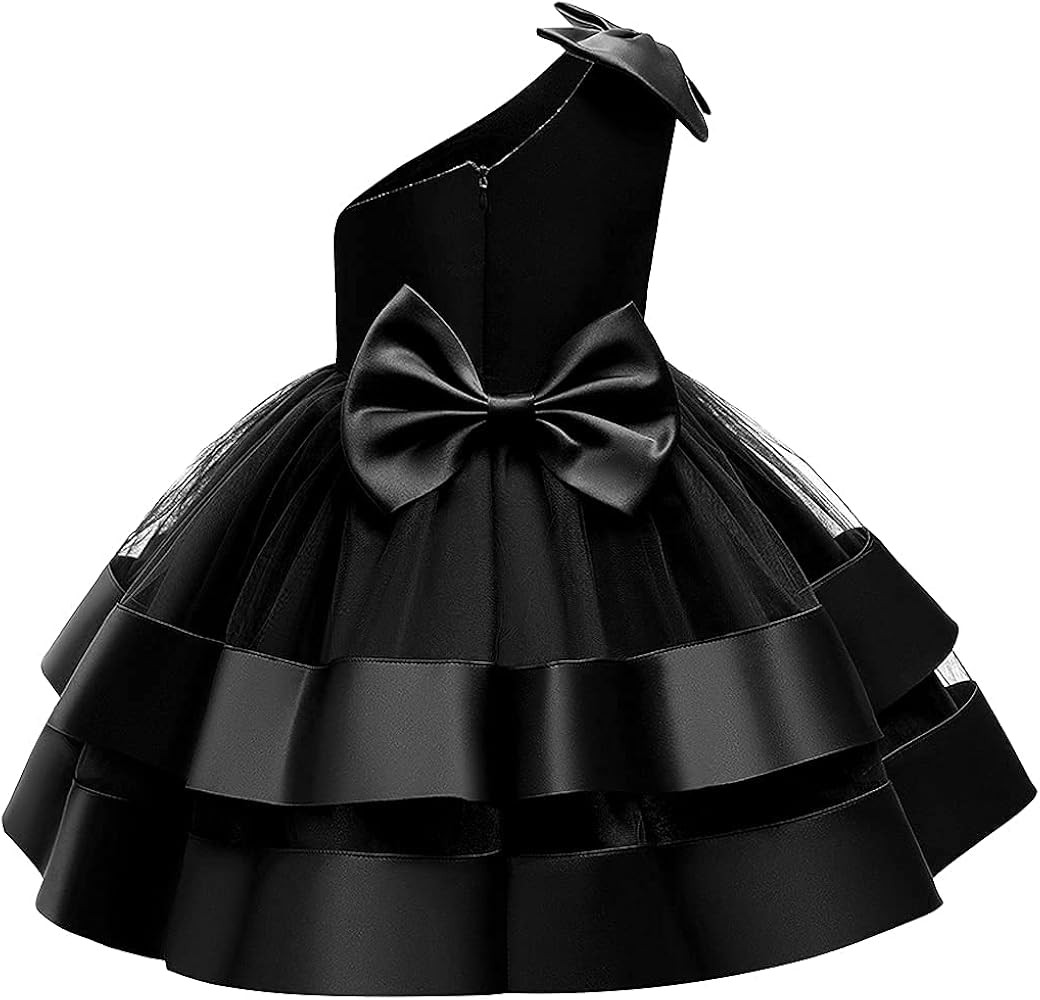 KLFFLGID Baby Girl Tulle One Shoulder Dresses Toddler Bowknot Formal Party Wedding Flower Girl Dr... | Amazon (US)