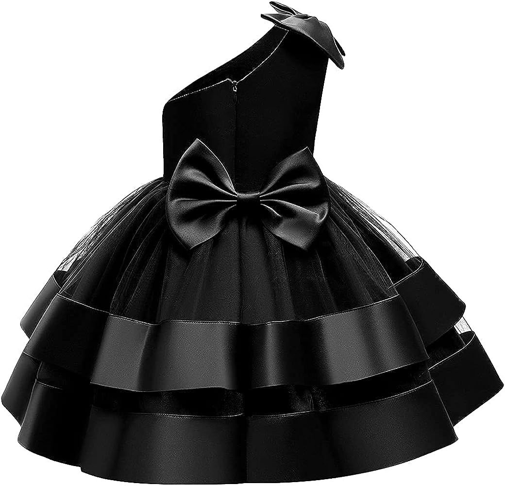 KLFFLGID Baby Girl Tulle One Shoulder Dresses Toddler Bowknot Formal Party Wedding Flower Girl Dr... | Amazon (US)
