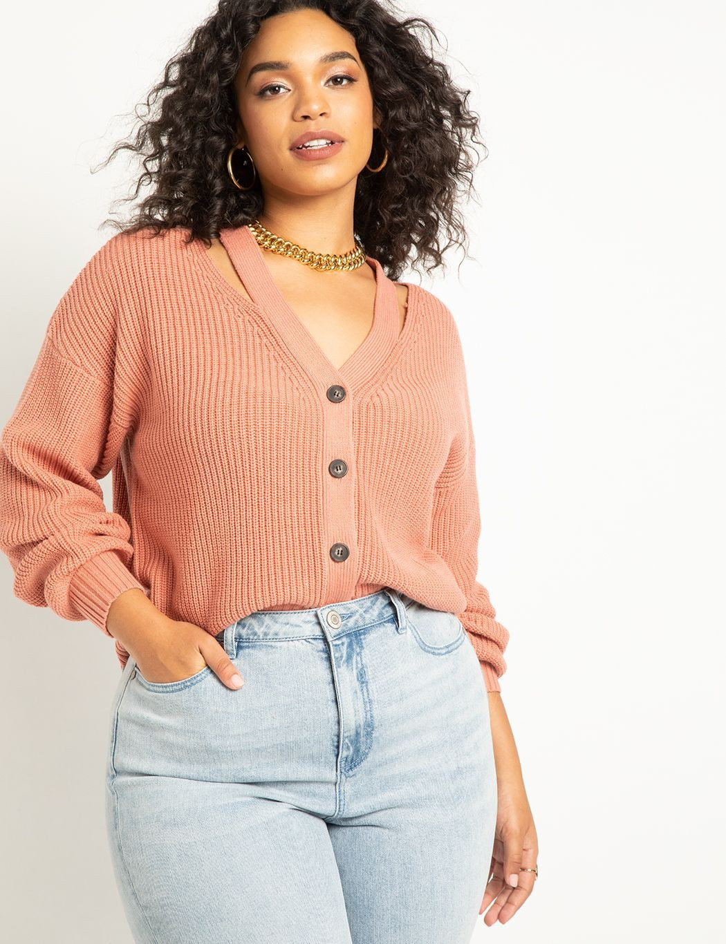 Cutout Neckline Cardigan | Eloquii