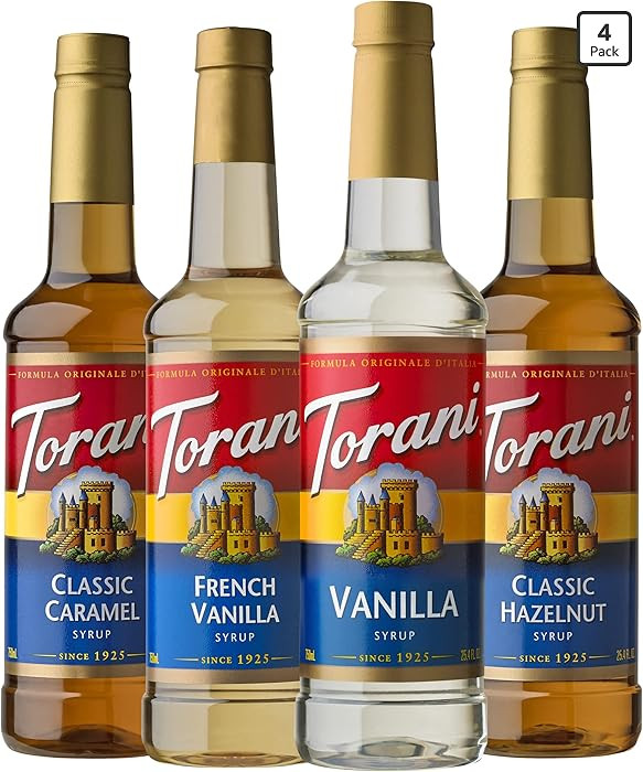 Torani Variety Pack Caramel, French Vanilla, Vanilla & Hazelnut, 25.4 Ounces (Pack of 4) | Amazon (US)