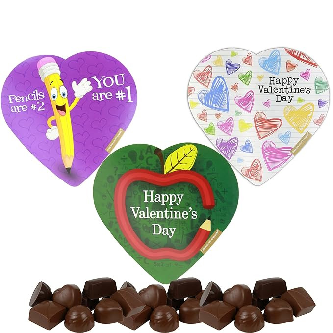 Needzo Valentine's Day Candy Classroom Themed Heart Shaped Box, Assortment of Chocolate Truffles,... | Amazon (US)