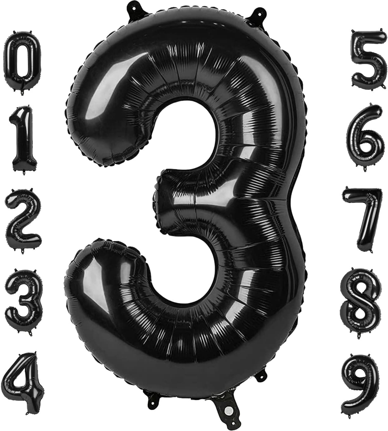 Number 3 Balloon 40 Inch Large Digital Black Balloon for Three Year Old Birthday Decor, 3 13 30 3... | Amazon (US)