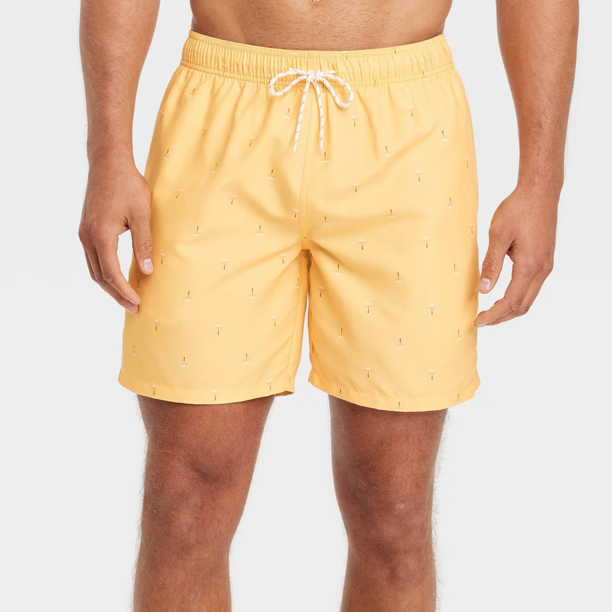 Men's 7" Palm Print Swim Shorts - Goodfellow & Co™ Yellow | Target