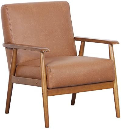 Pulaski DS-D030003-329 Wood Frame Faux Leather Accent Chair, 25.38" x 28.0" x 30.5", Cognac Brown | Amazon (US)