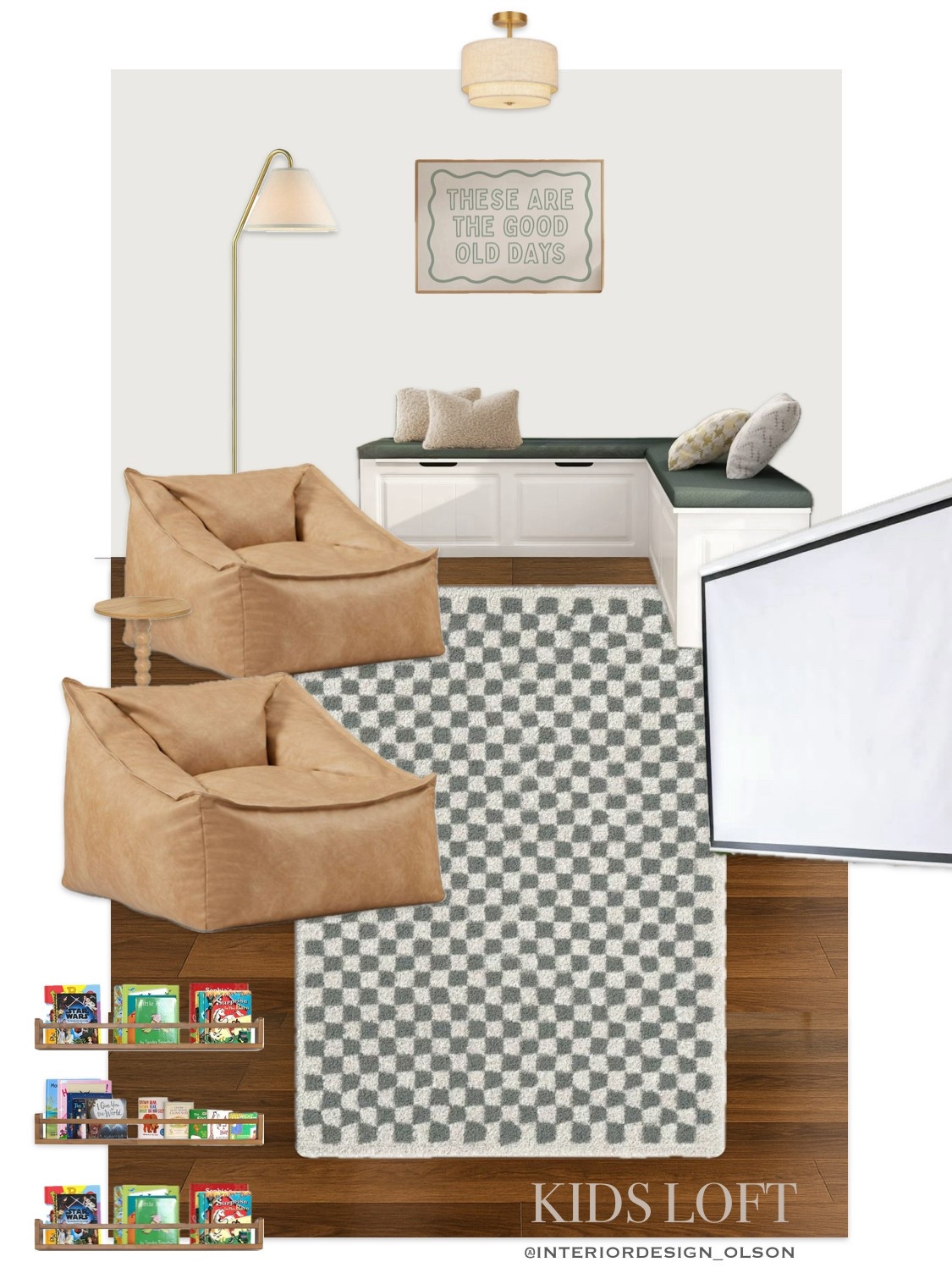 Designing a cozy and functional kids loft that grows with them! 🍿📚 This neutral Studio McGee-inspired space features two layout options under $1500 — including a modular sectional, arched bookcases, cozy bean bag chairs, and a projector screen setup for movie nights! Designed for comfort, storage, and sibling-friendly hangouts with warm textures, checkered rugs, and soft lighting. Perfect for ages 7–9 and beyond!

✨Shop both looks here
#KidsLoft #NeutralKidsRoom #StudioMcGeeStyle #GirlsAndBoysRoom #CozyMovieRoom #LTKHome #LTKKids #LoftDesign #GenderNeutralDesign #FunctionalSpaces #McGeeAndCoInspired #CheckeredRug #KidsReadingNook