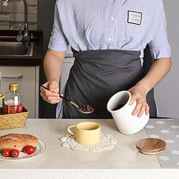 ComSaf Ceramic Food Storage Canister with Airtight Wood Lid (27oz/800ml), White Food Storage Jar ... | Amazon (US)