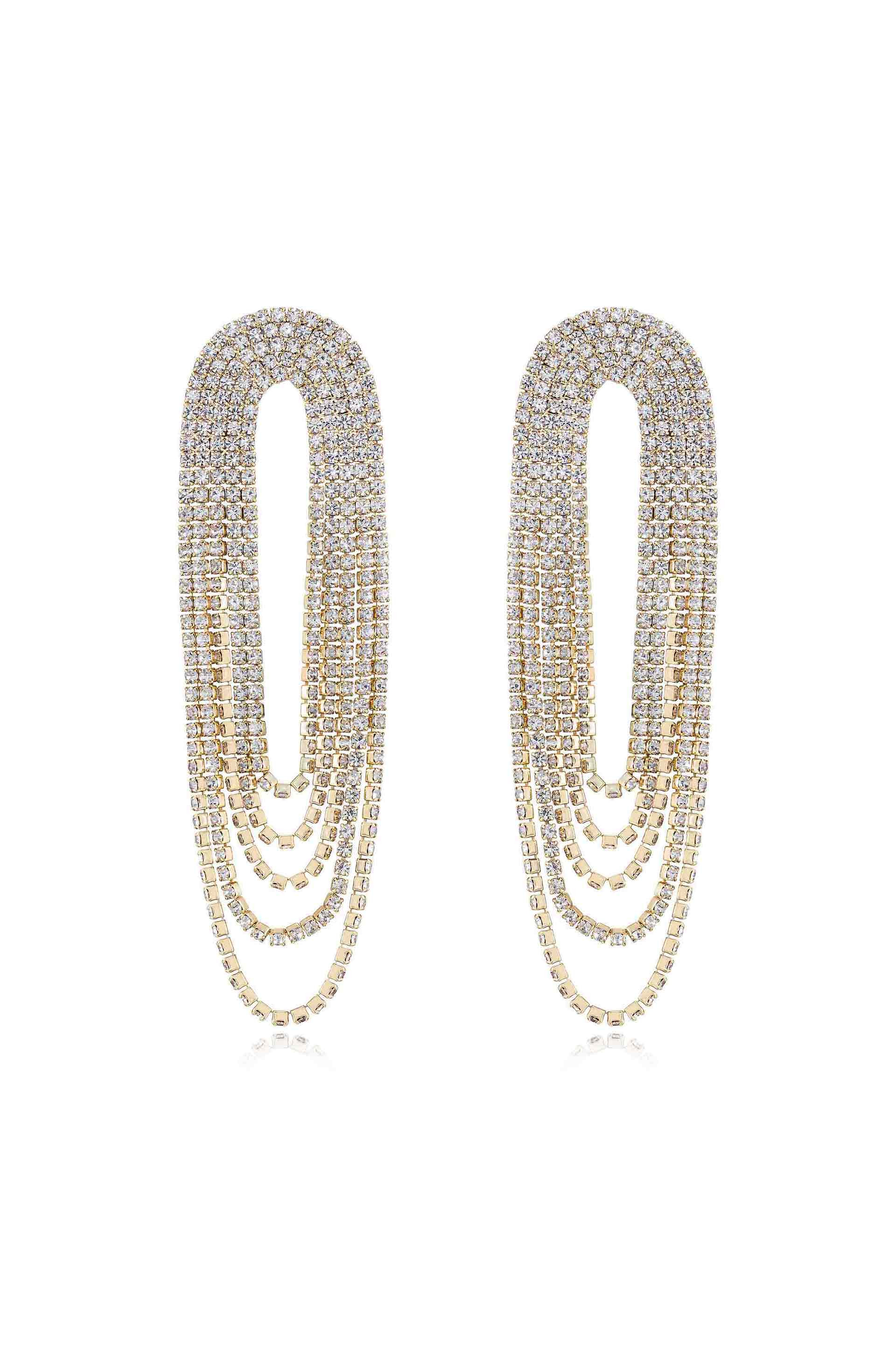 Crystal Drape Fringe Earrings | Ettika