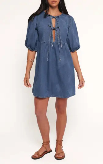 Petal & Pup Romana Tie Front Denim Minidress | Nordstrom | Nordstrom