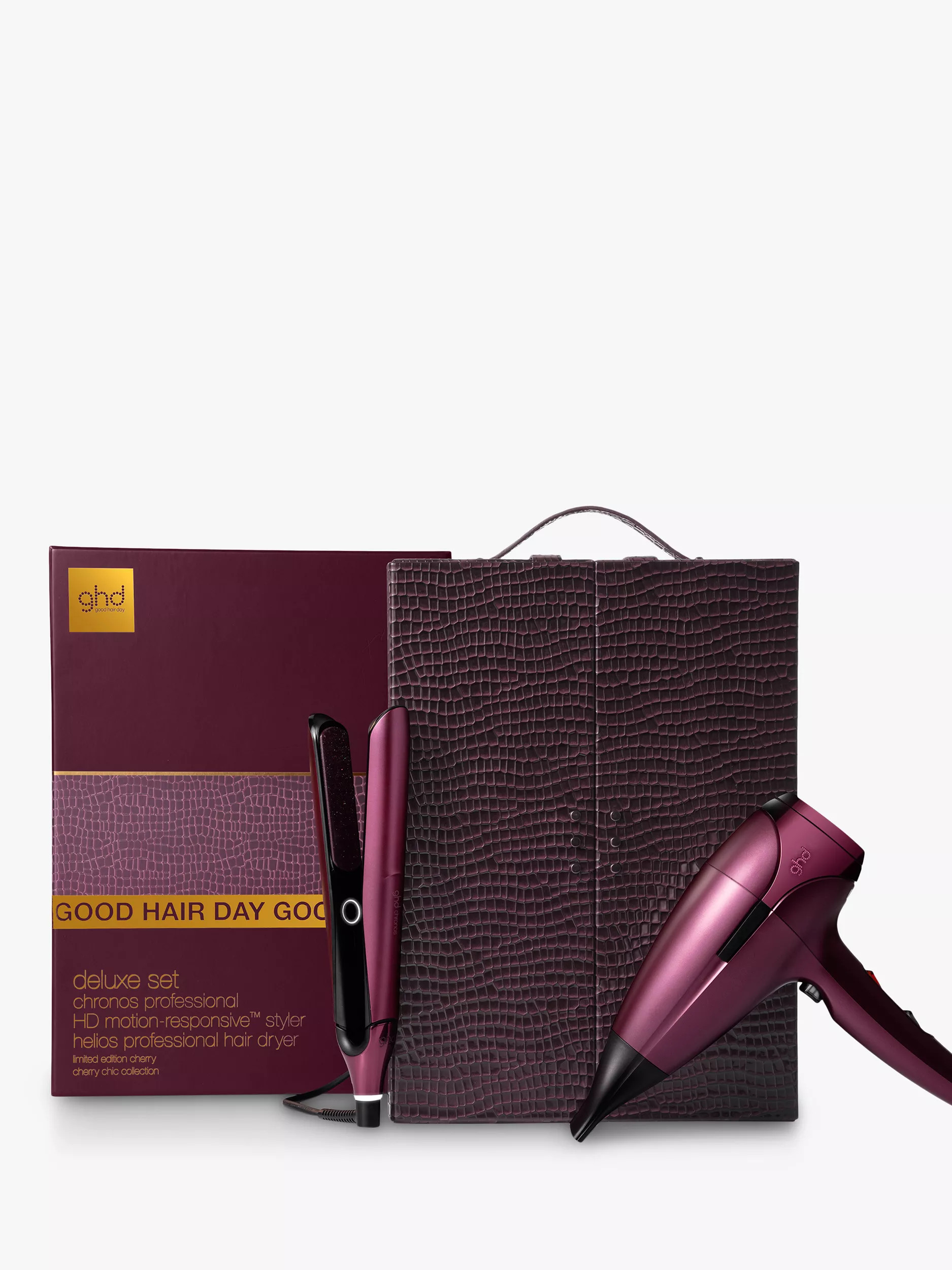 ghd Chronos & Helios Limited Edition Deluxe Gift Set, Cherry | John Lewis (UK)